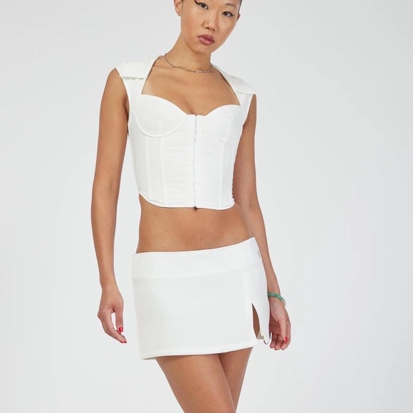 Danielle Guizio White Collared Bustier Corset Top size XS - Picture 3 of 5
